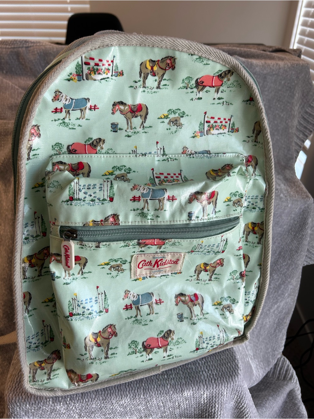 Cath Kidston Mint Green Vintage Design Horse Print Backpack